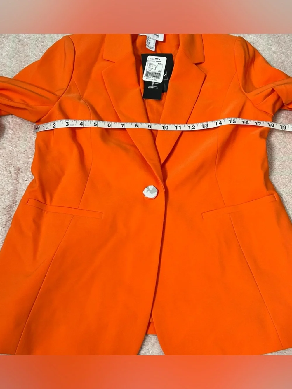 NWT Joseph Ribkoff Bright Orange Ruched-Sleeve Single-Button Blazer Size 8 Fall - Picture 7 of 10
